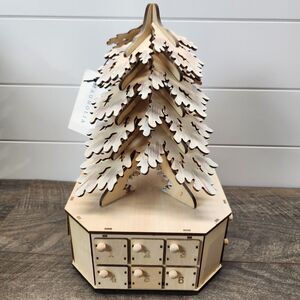 Magnolia Wooden Christmas Tree Advent Calendar 13" New Rare